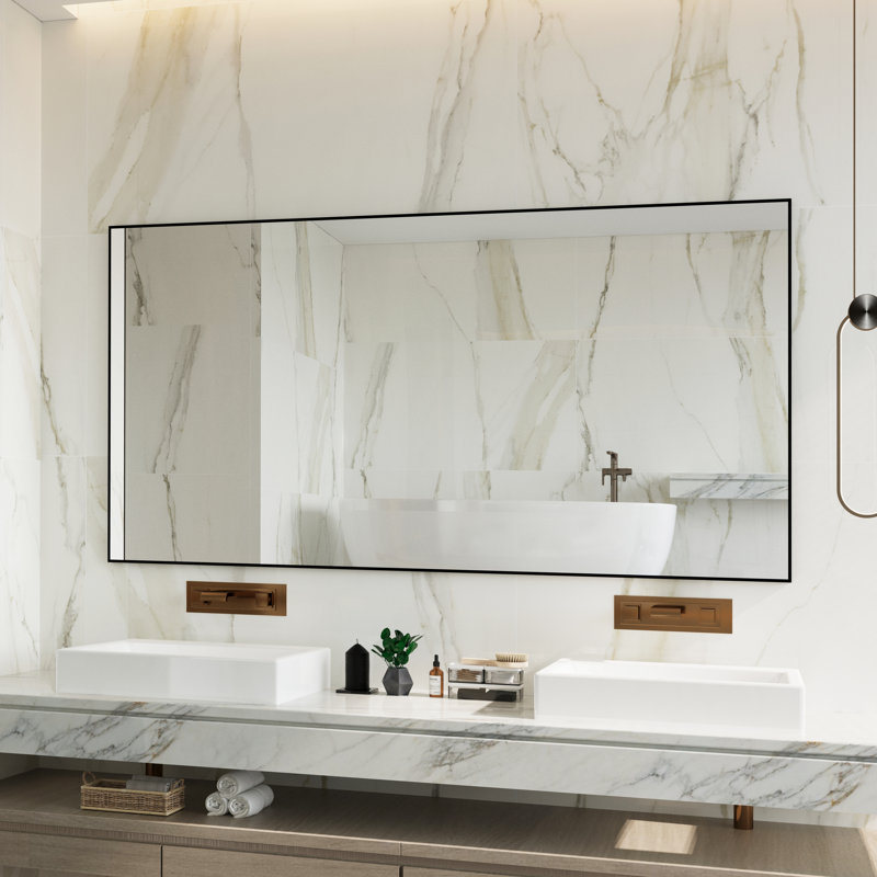Miroir d'appoint Lesamuel, Noir mat, Rectangulaire, 36 po x 72 po