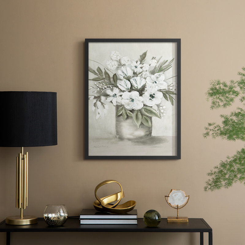 Cottage Bouquet II, reproduction encadrée - bois massif, Noir, noir, noir, noir, H 21 po x l 17 po