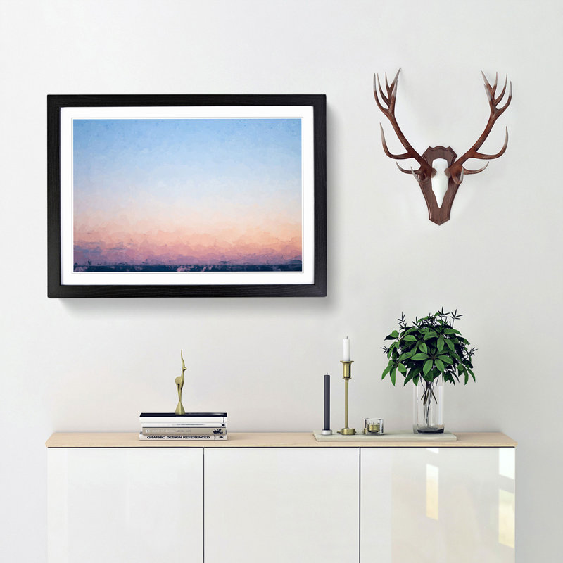 Pink Horizon in Abstract - Picture Frame Graphic Art Print, Black, 60cm H x 91cm W x 2cm D
