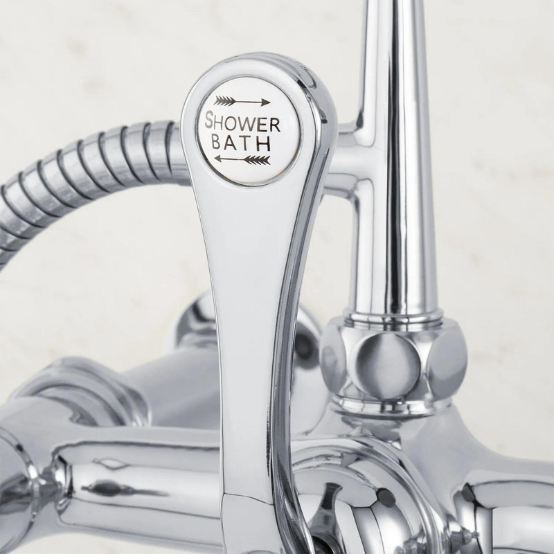 Robinet de baignoire mural style téléphone avec poignées levier, Chrome