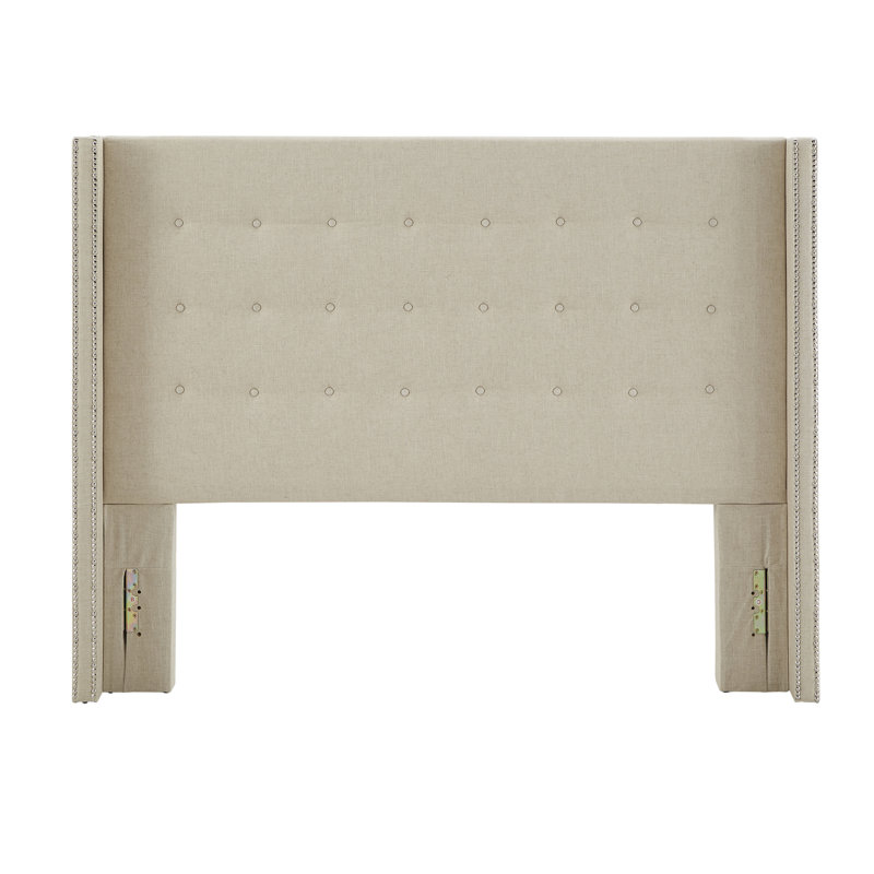 Tête de lit rembourrée Wingback Breezewood, Beige, Reine