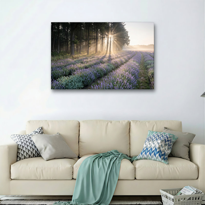 Ensemble de 1 tableau sur toile « Forêt de lavande », 32"H x 48"W, Toile tendue