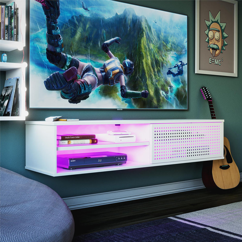 Meuble télé flottant pour téléviseur de 60 po ou moins Skaket, Blanc