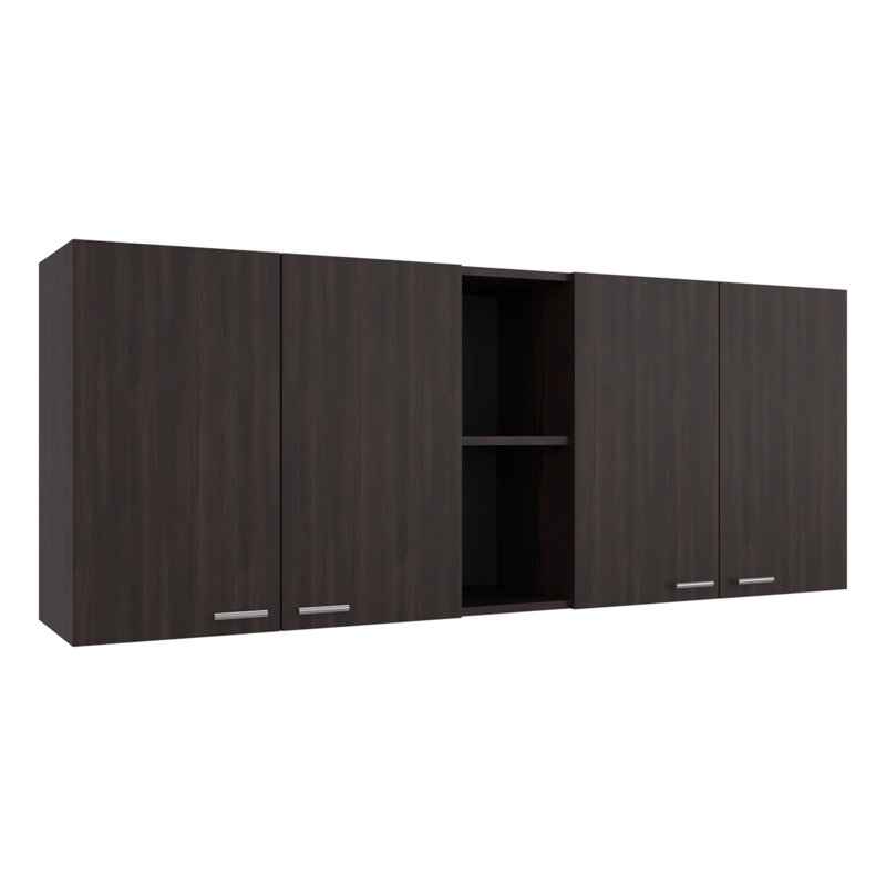 Armoire de cuisine murale avec étagère ouverte MIlano Cannolo, STAINED WALNUT