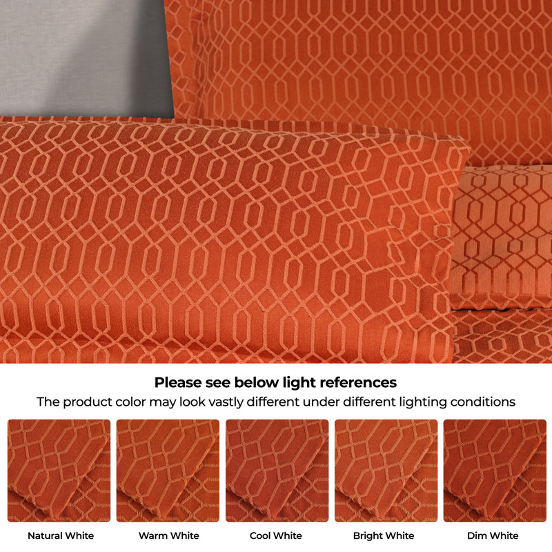 Rust Twin Cotton Geometric Fringe Bedspread Set