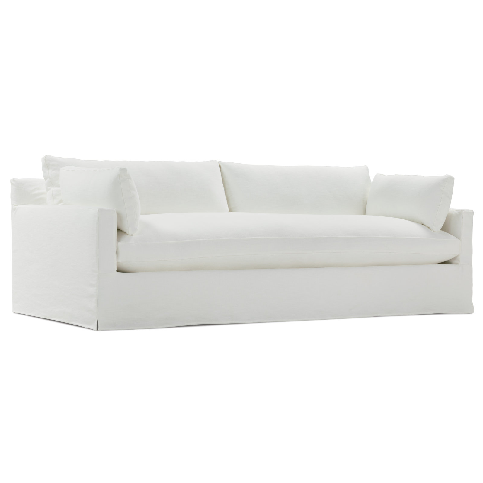 Sylvie Extra Long Sofa (Bench Cushion), White Linen Blend, 37" H x 100" W x 44" D