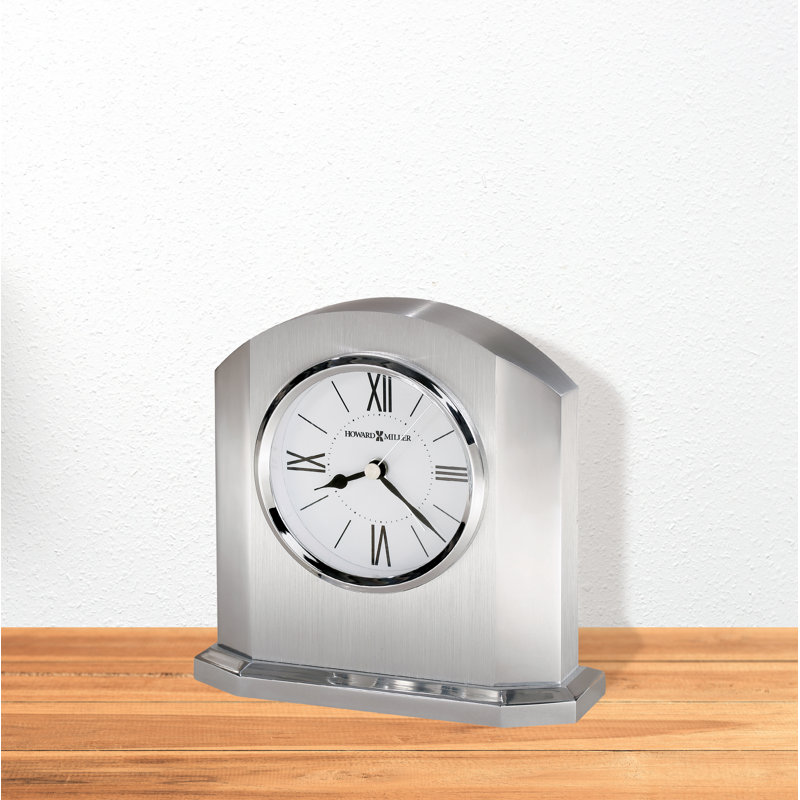 Horloge de table Lincoln, cadre arqué en aluminium massif, cadran à chiffres romains, mouvement à quartz