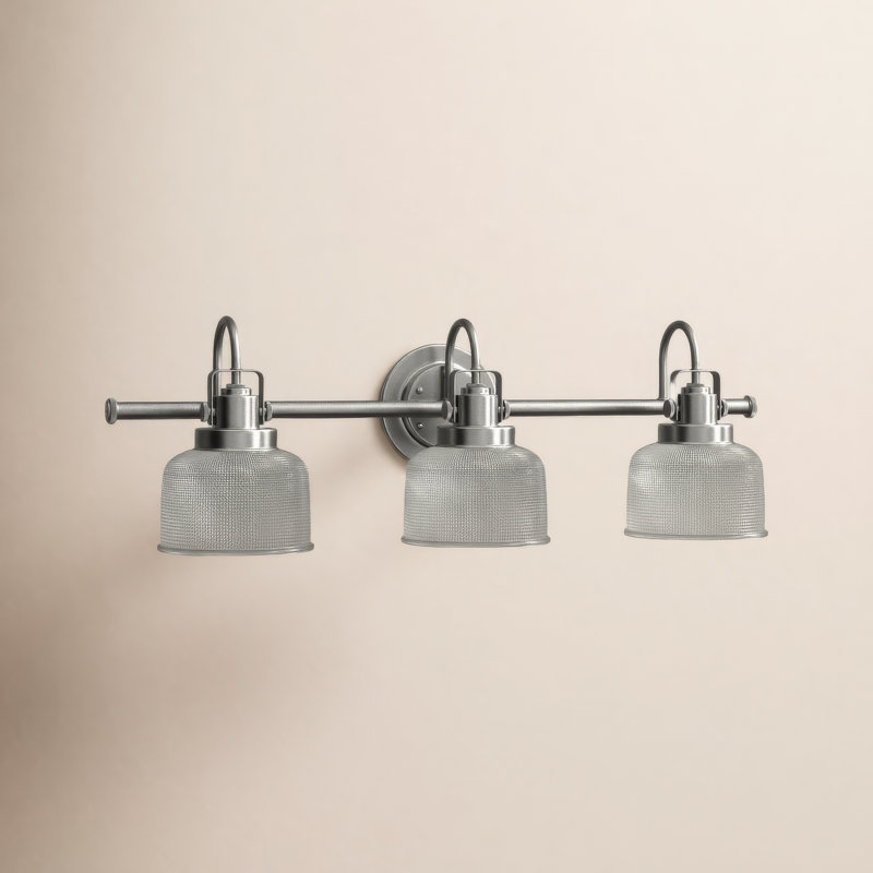 Éclairage pour meuble-lavabo à intensité variable Rosser, 8.75"H x 26.25"W x 7.25"D, Nickel antique, 3 Lights