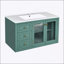 Meuble-lavabo mural 36 po avec lavabo en céramique, armoire de rangement flottante à 3 tiroirs, structure en bois massif et panneau de fibres à densité moyenne