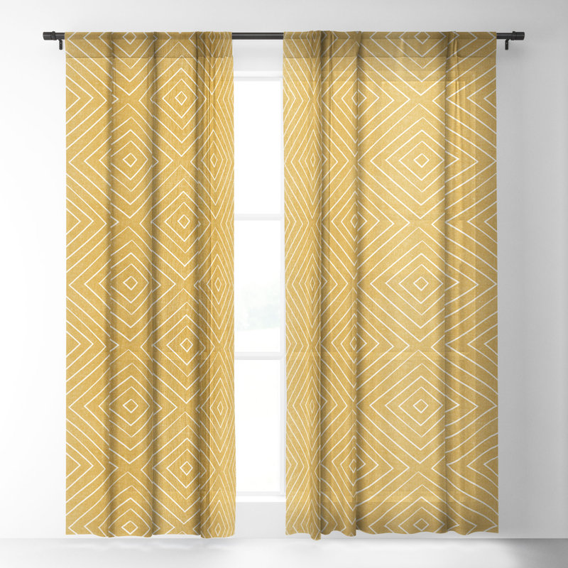 Sheer Curtain Pair, 50" W x 63" L, Gold