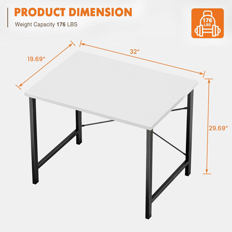 Table d'ordinateur avec bureau en métal blanc