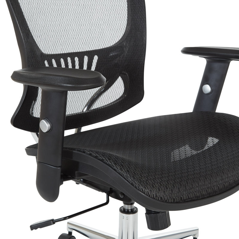 Executive Black Mesh and Metal Office Chair with Adjustable Arms
