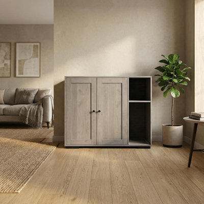 Large Cat Litter Box Enclosure with Litter Collector. Adjustable Dog-Proof Shelf. Charging Station for Self-Cleaning  Cat House Furniture