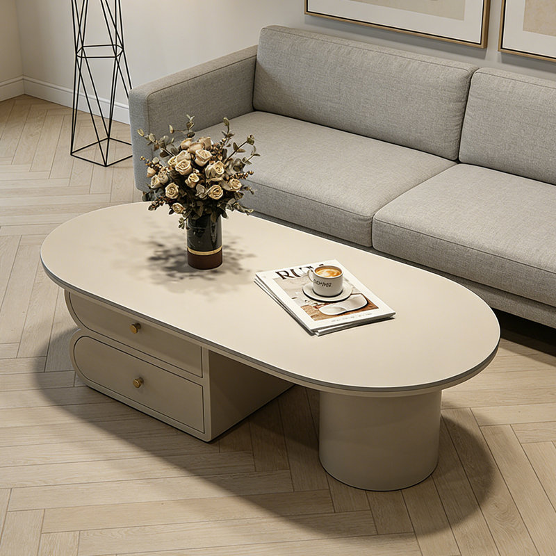 Table basse italienne minimaliste moderne, Blanc, 15.74" H x 47.24" L x 23.62" W, Blanc