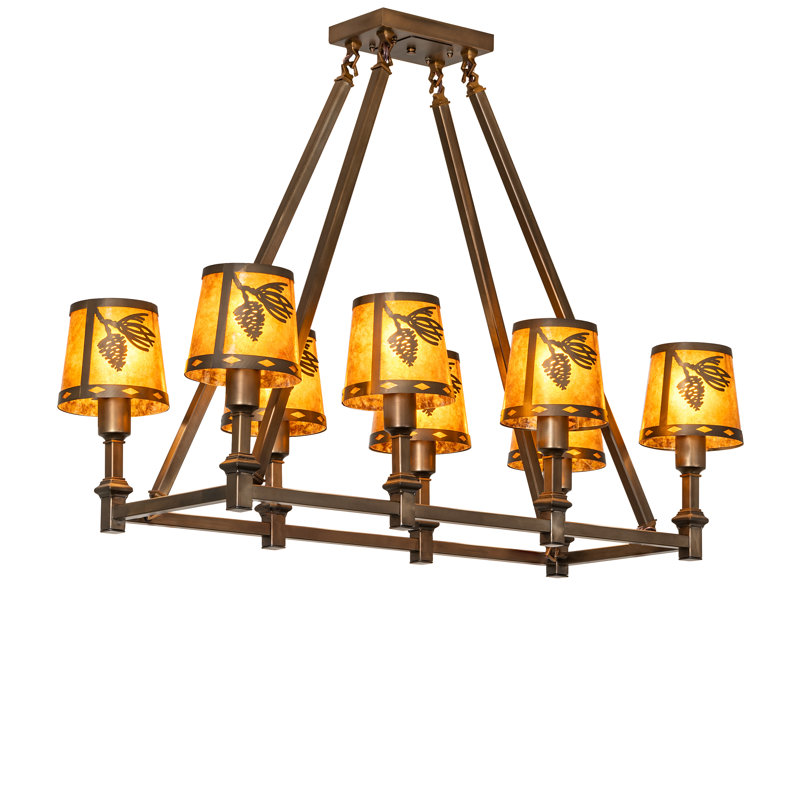 38" Long  8 Light Oblong Chandelier