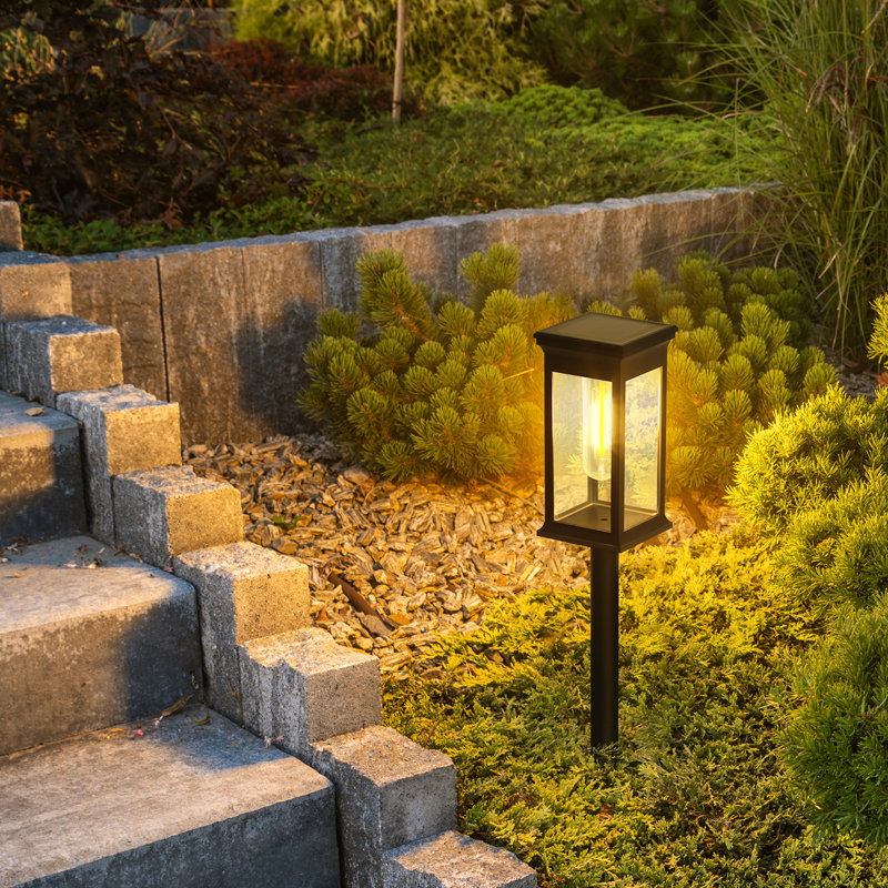 Matte Black Solar Powered Integrated LED Pathway Light Kit