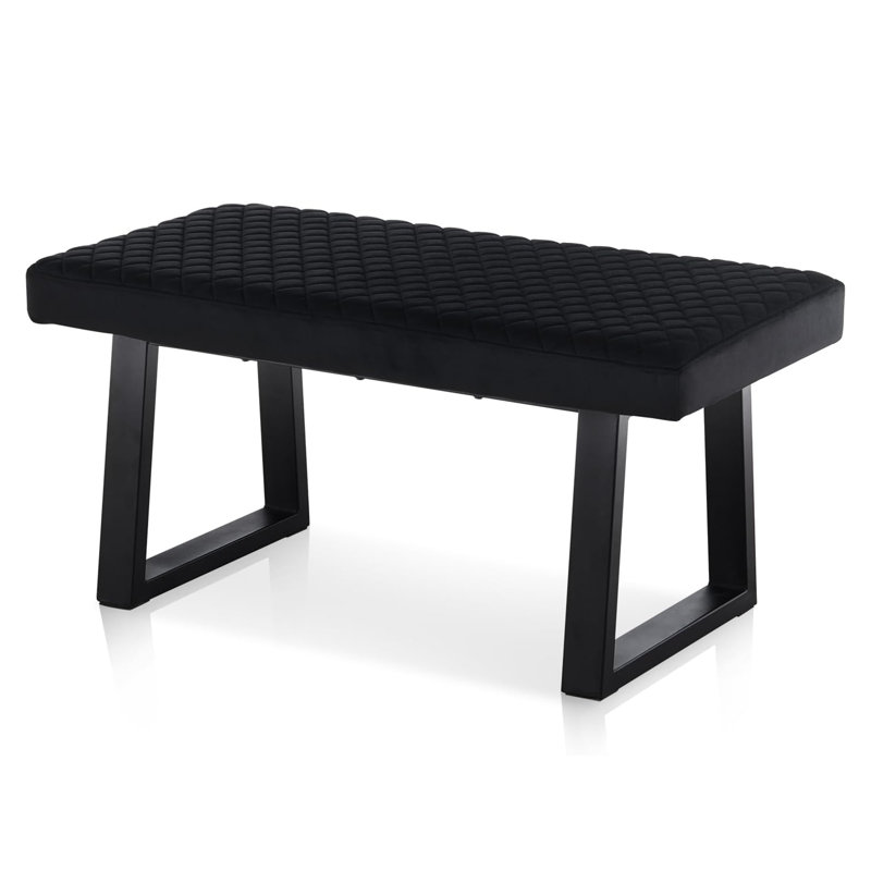 Velvet Upholstered Bench, Black