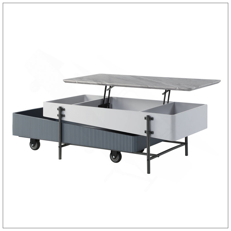 Sloka Coffee Table with Lift Top, 24" H x 47" W x 26" D, Gray