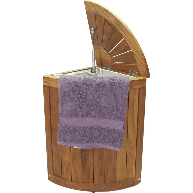 Panier à linge et rangement en teck Kai