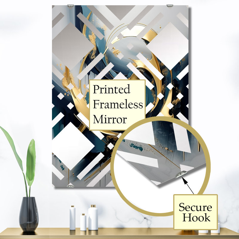 Callender - Grand miroir mural abstrait fractal, 40 po x 30 po