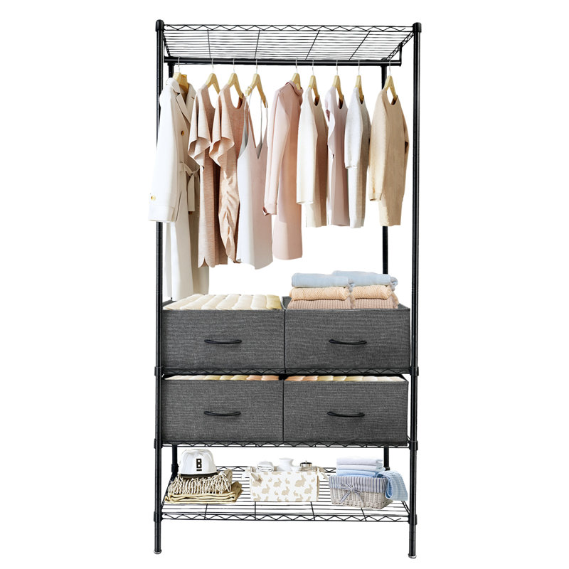 Rebrilliant garde-robe de bricolage noir réglable en hauteur avec 4 tiroirs