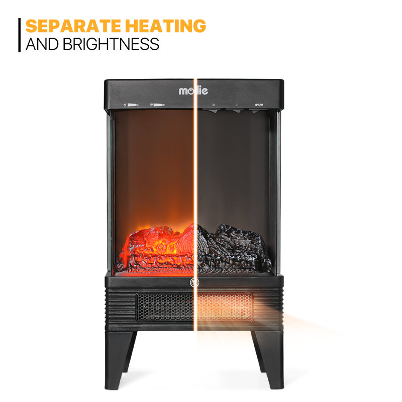 Electric Fireplace Space Heater Stove, 1500W Freestanding Fireplace with 3D Realistic Flame Effect