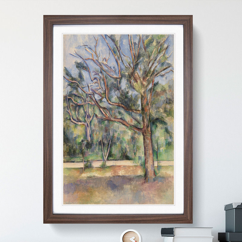 Trees and Road by Paul Cezanne - Picture Frame Painting, Walnut, 48cm H x 36cm W x 2cm D