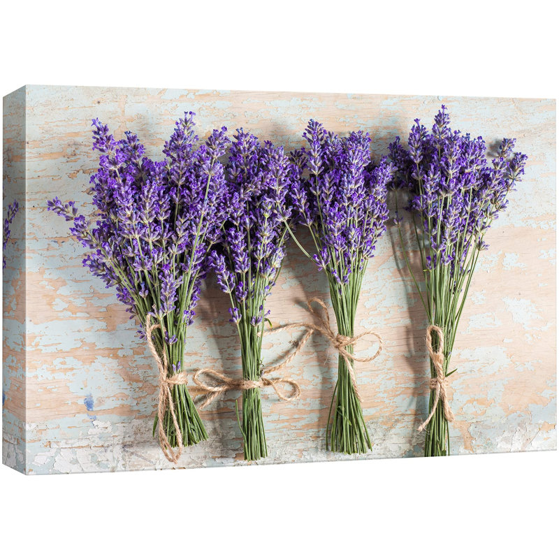 Flower Blossom «Lavender Bunches With Twine Rope Floral Plants Photographie Modern Art Rustic» sur toile, H 24 po x l 36 po