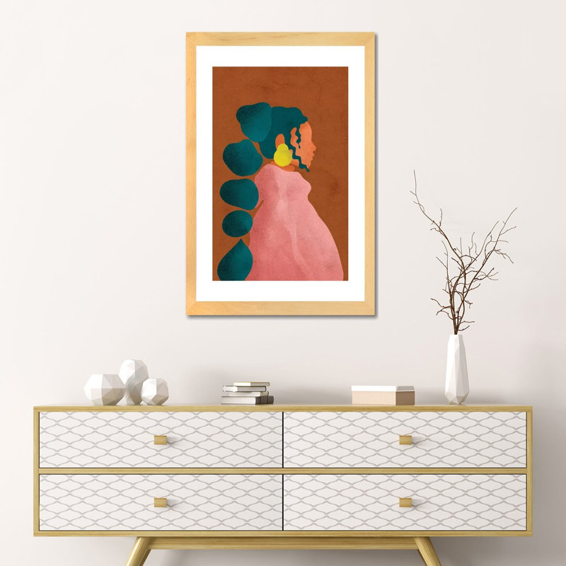 Kel par Reyna Noriega - impression, H 24 po x l 16 po x P 1 po, Toile avec cadre en bois beige, Blanc