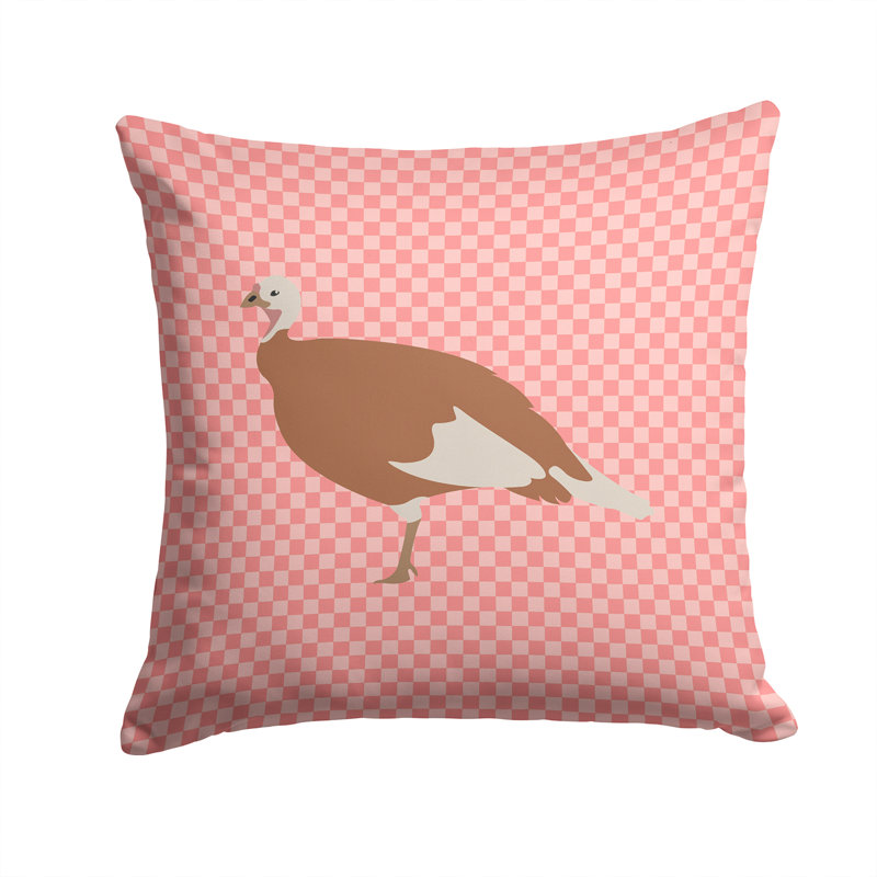 Coussin extérieur à damier de poule, Rose, 14 po x 14 po