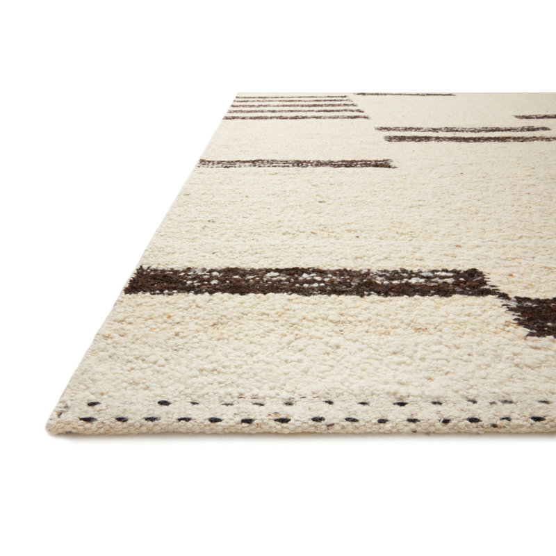 Tapis ivoire / brun foncé tissé à la main Sapphera, Rectangle 11 pi 6 po x 15 pi