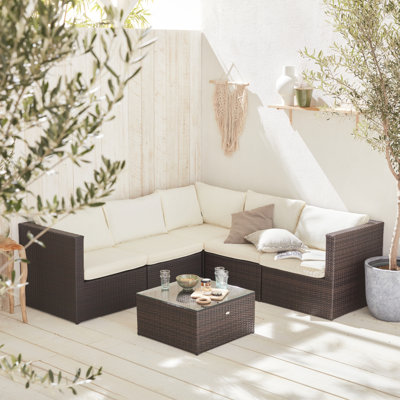 5-Seater Rattan Garden Furniture Sofa Set Table