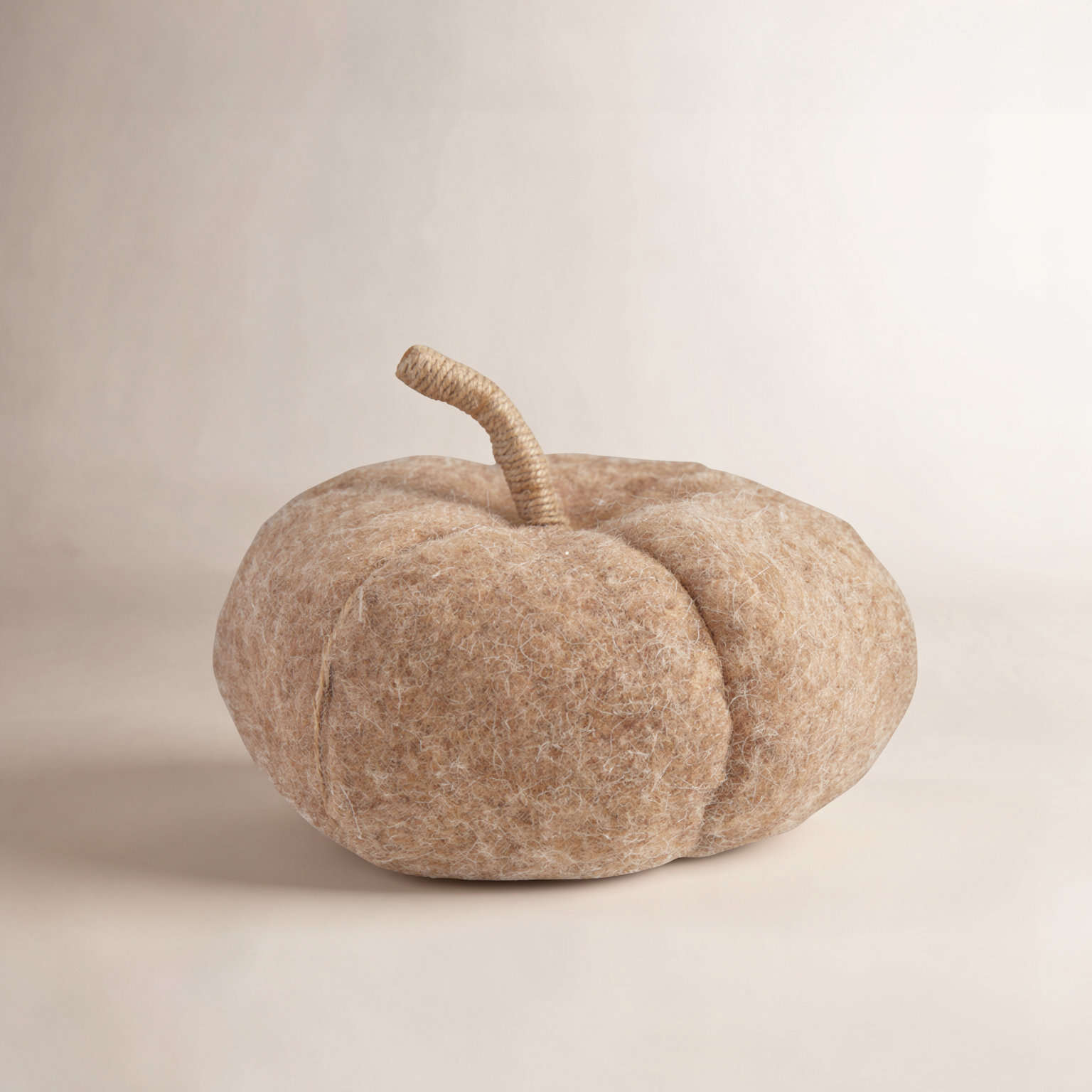 Felt Pumpkin With Jute Wrapped Stem, 5.13 in x 7.13 in, Brown