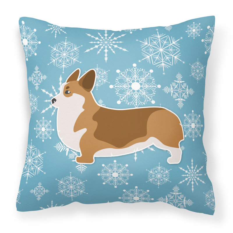 Coussin intérieur/extérieur en flocons d’hiver, H 14 po x l 14 po x P 3 po