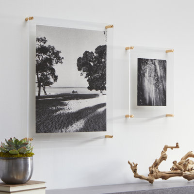 Clear UV-Grade Acrylic Modern Floating Picture Frame - Gold