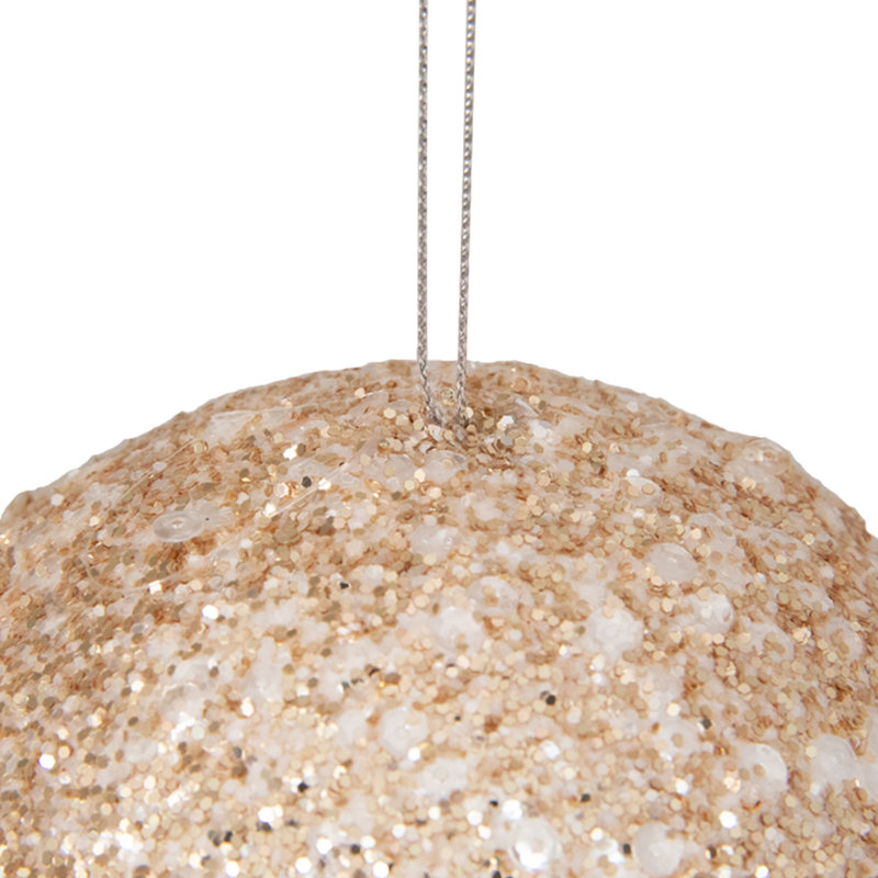 Ornement de Noël boule à paillettes, Or, H 5 po x l 5 po x P 5 po