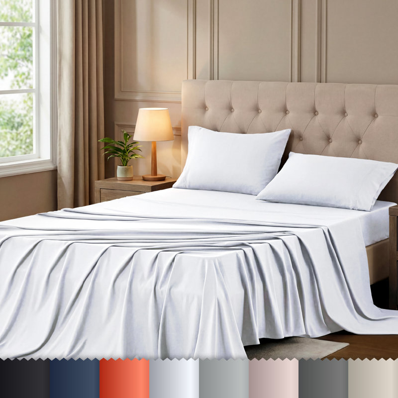 Ensemble de draps pour grand lit Beddora - Ensemble de draps pour grand lit 4 pièces doux et rafraîchissants - Microfibres infroissables, respirantes et à poches profondes