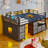 Twin Low Loft Bed With 7 Storage Drawers And Led Lights, Inclined Ladder And Under-bed Play Space-1981037756