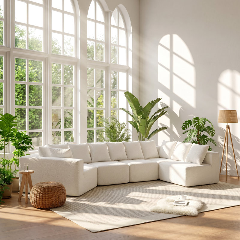Canapé modulaire à 5 places en chenille l 151,6 po x P 25,6 po x H 32,3 po Sup Furniture
