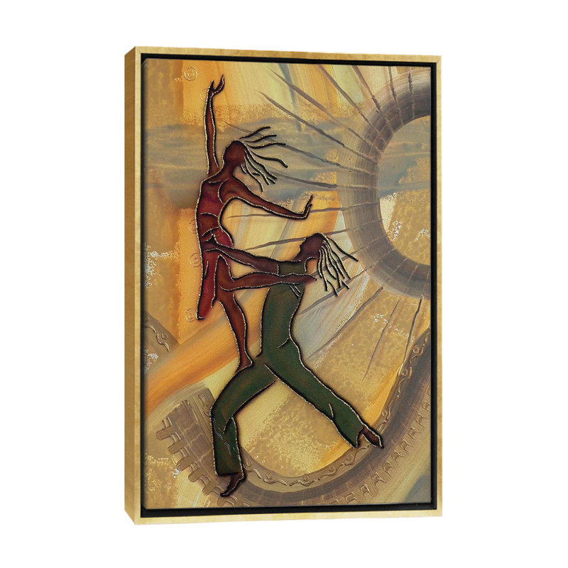 Danseurs par Fred Odle-impression, Pas de tapis, H 26 po x l 18 po x 1,5 po, Toile encadrée d'or