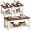 Ensemble de 3 tables basses de salon en bois rustique - grande table basse et 2 tables de bout avec tablette ouverte, blanc