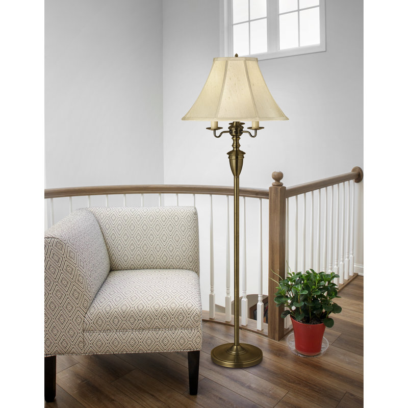 57'' Satin Antique Brass Task Floor Lamp