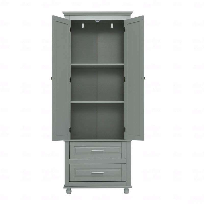 Armoire de rangement haute avec deux tiroirs, Gris
