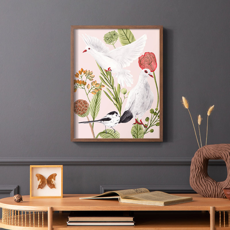 Birds in Motion I, reproduction encadrée - bois massif, Brun, H 28 po x l 22 po