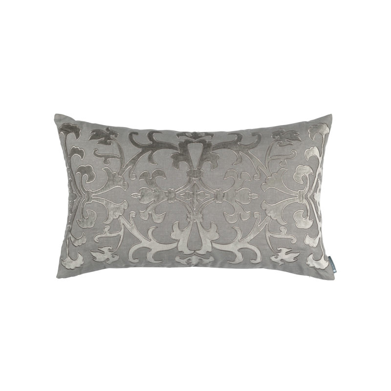 Olivia Lumbar Pillow Cover & Insert, Light Gray