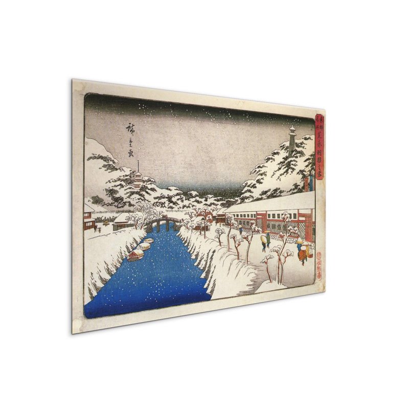 View of a canal in the snow by Hiroshige Utagawa 53×80 cm MetalArt Materic Aluminum Satin Effect, Frameless Panel, Lightweight Ready to Hang