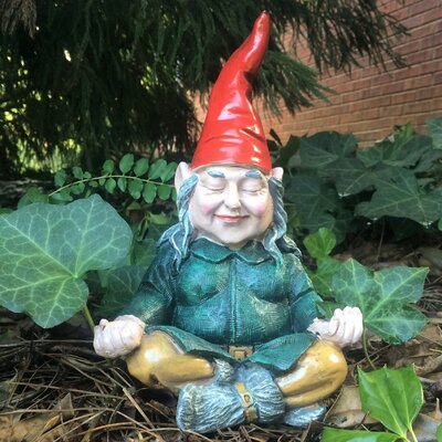 Old World Gnomes Meditating ZEN ""Zelda"" Gnome Garden Statue -  HomeStyles, 36013