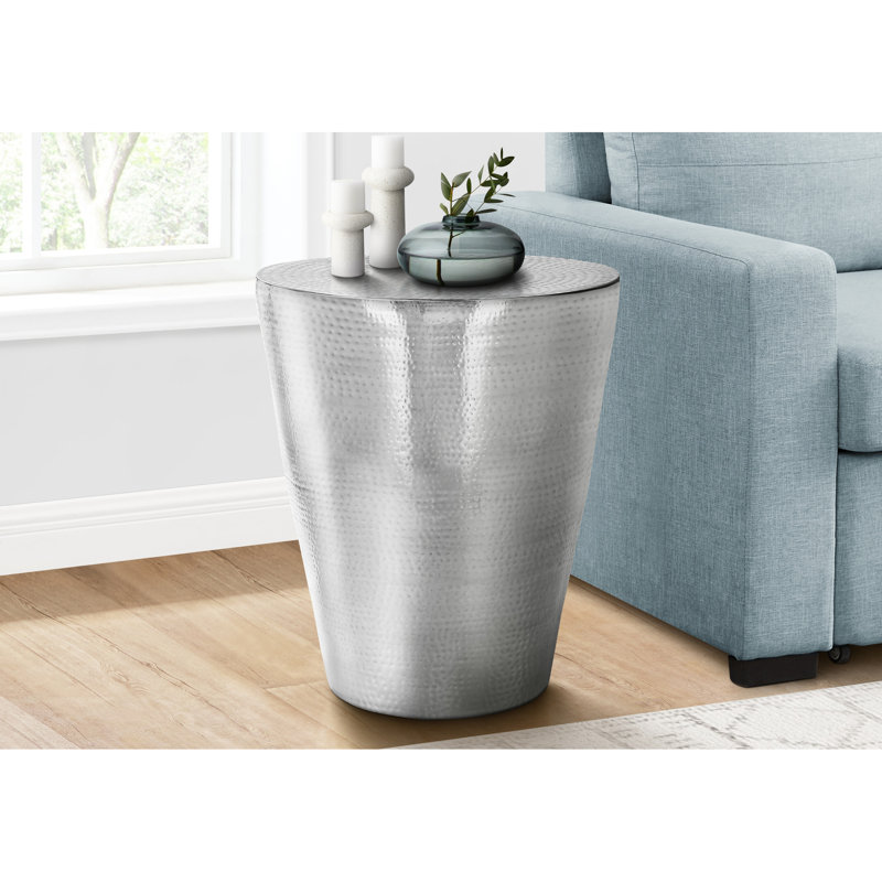 Table d'appoint en métal - 56 cm de hauteur, style tambour, pour chambre ou salon élégant