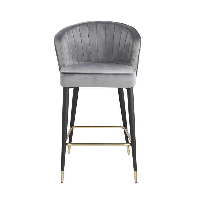 Tabourets de bar rembourrés en tissu Shiloe, Gris, 1