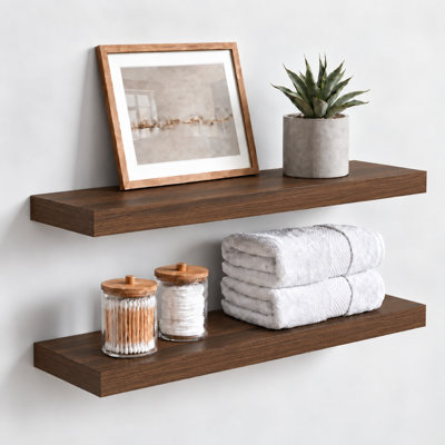 2-Piece Floating Wall Shelves, 9.3" Deep, Wall-Mounted Design